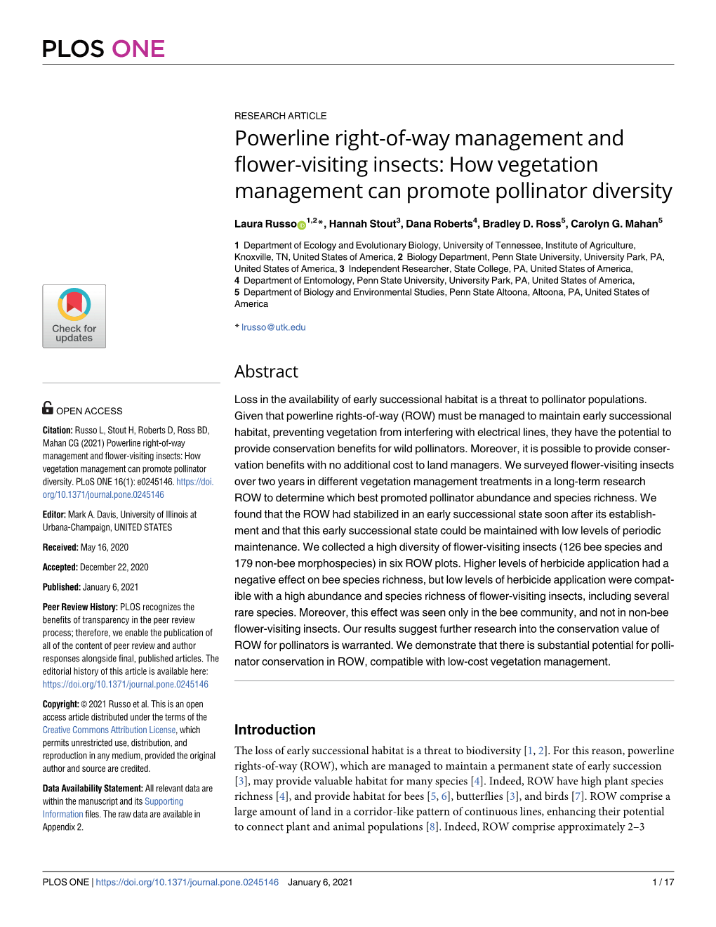 Powerline Right-Of-Way Management and Flower-Visiting Insects: How Vegetation Management Can Promote Pollinator Diversity