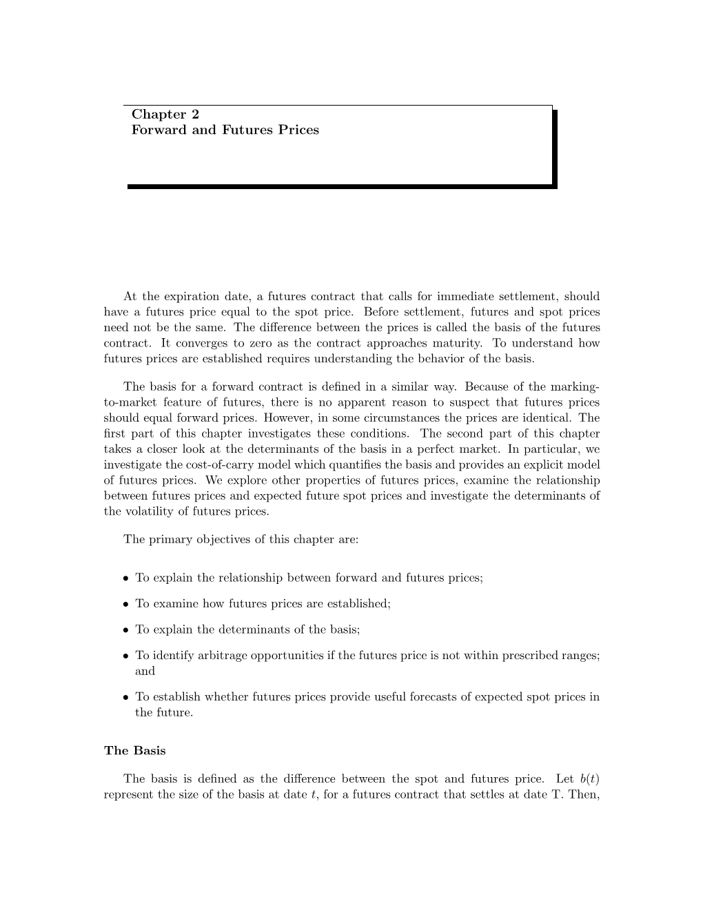 Chapter 2 Forward and Futures Prices
