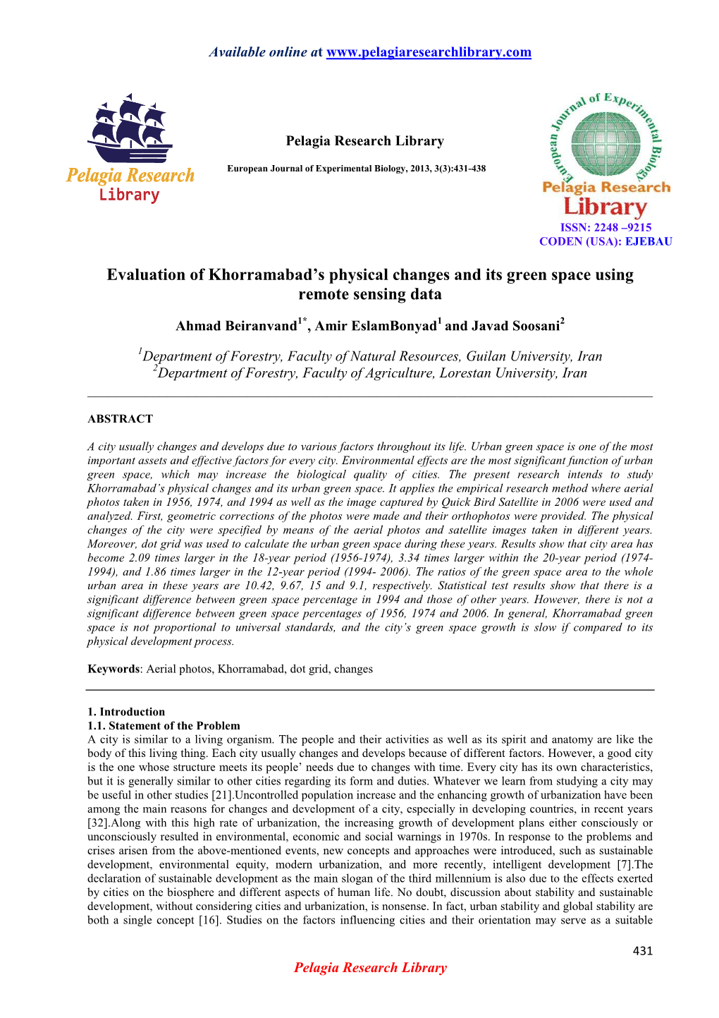 Evaluation of Khorramabad's Physical Changes and Its Green Space Using