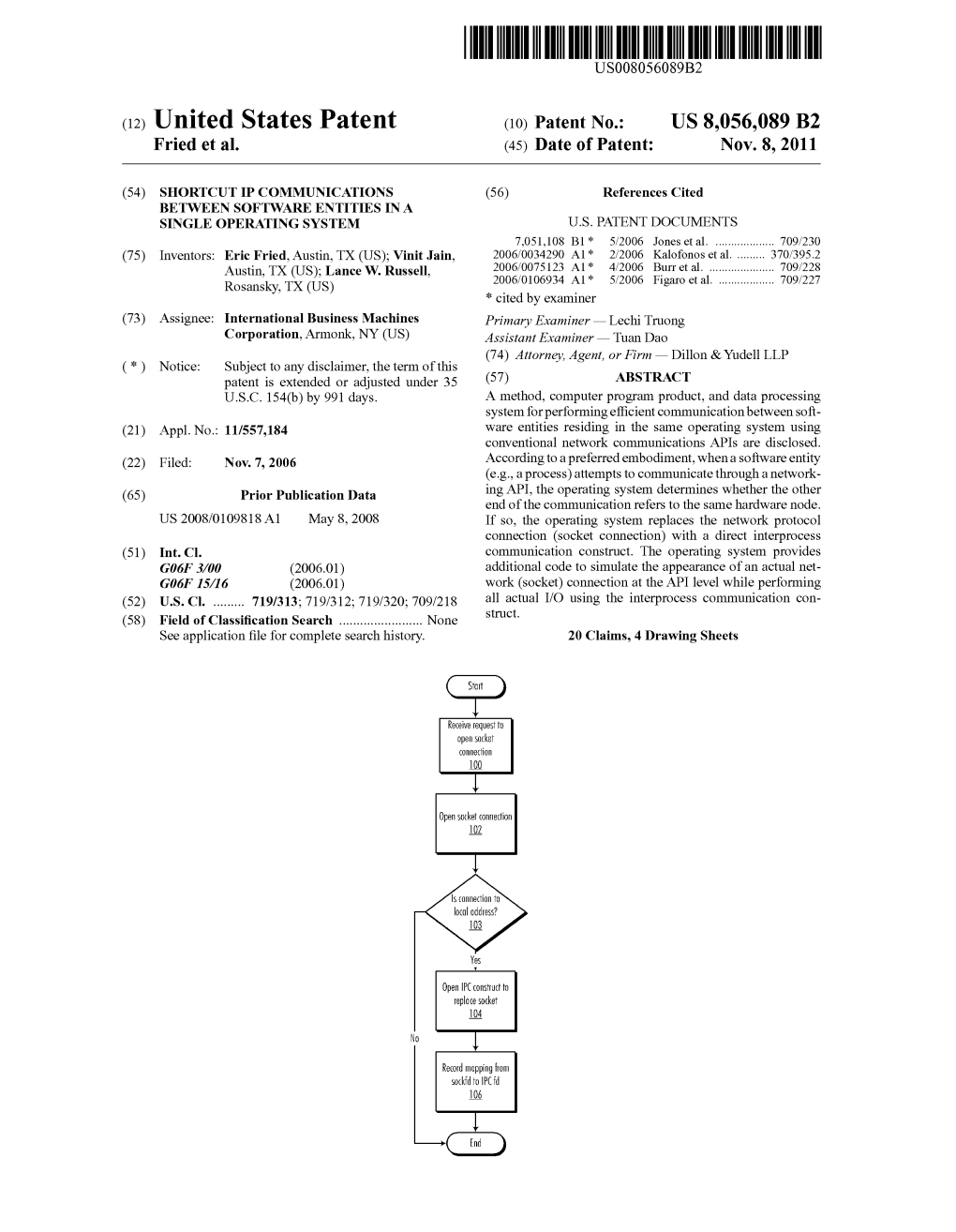 (12) United States Patent (10) Patent No.: US 8,056,089 B2 Fried Et Al