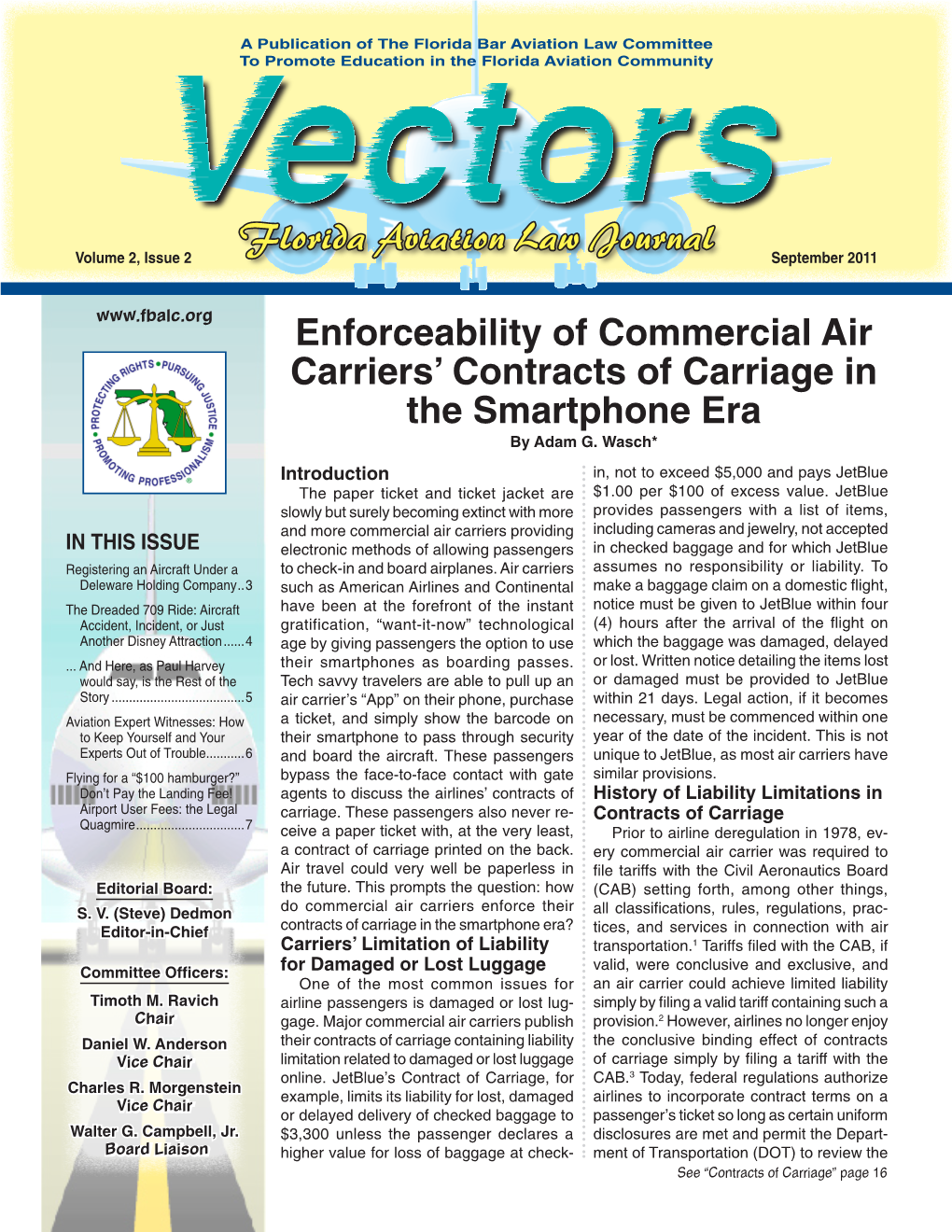 Enforceability of Commercial Air Carriers' Contracts of Carriage In