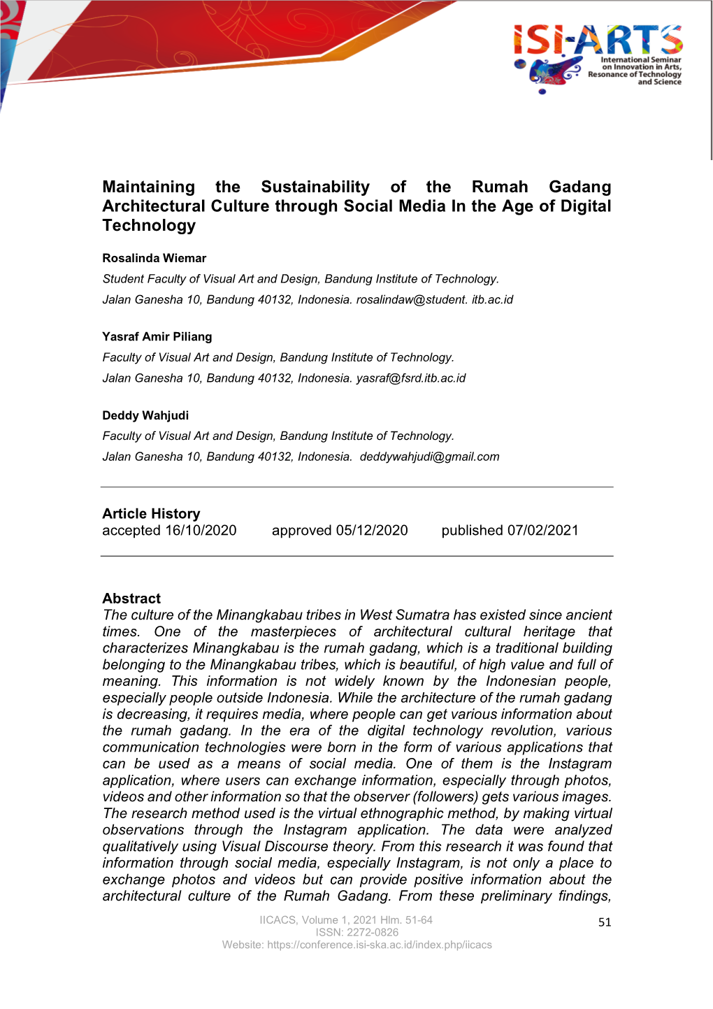 Maintaining the Sustainability of the Rumah Gadang Architectural Culture Through Social Media in the Age of Digital Technology