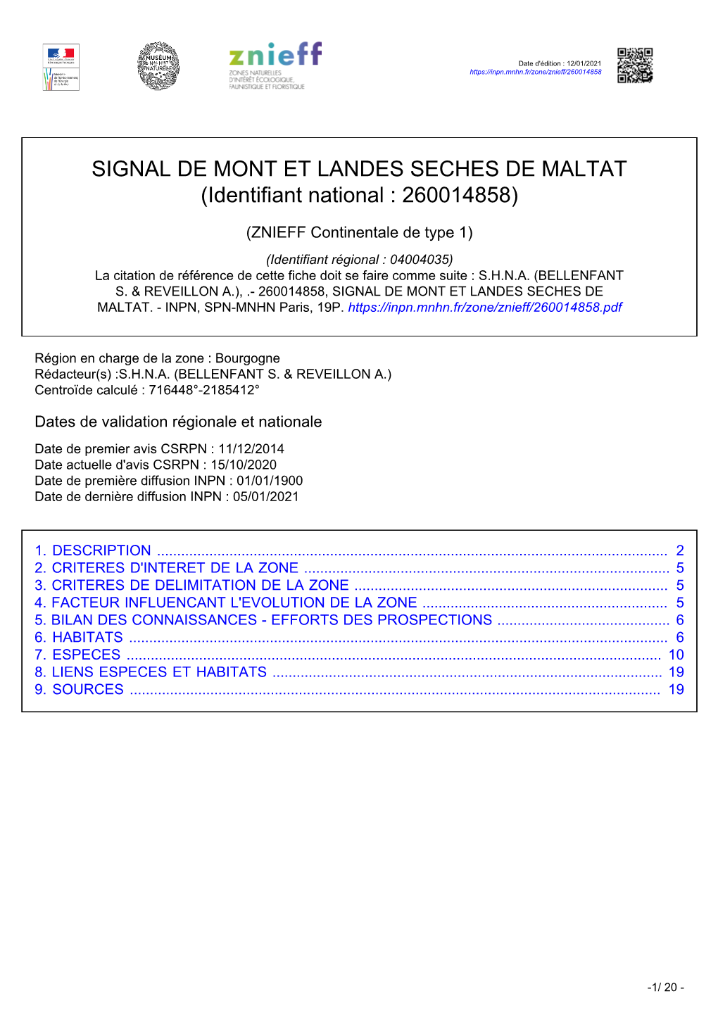 SIGNAL DE MONT ET LANDES SECHES DE MALTAT (Identifiant National : 260014858)