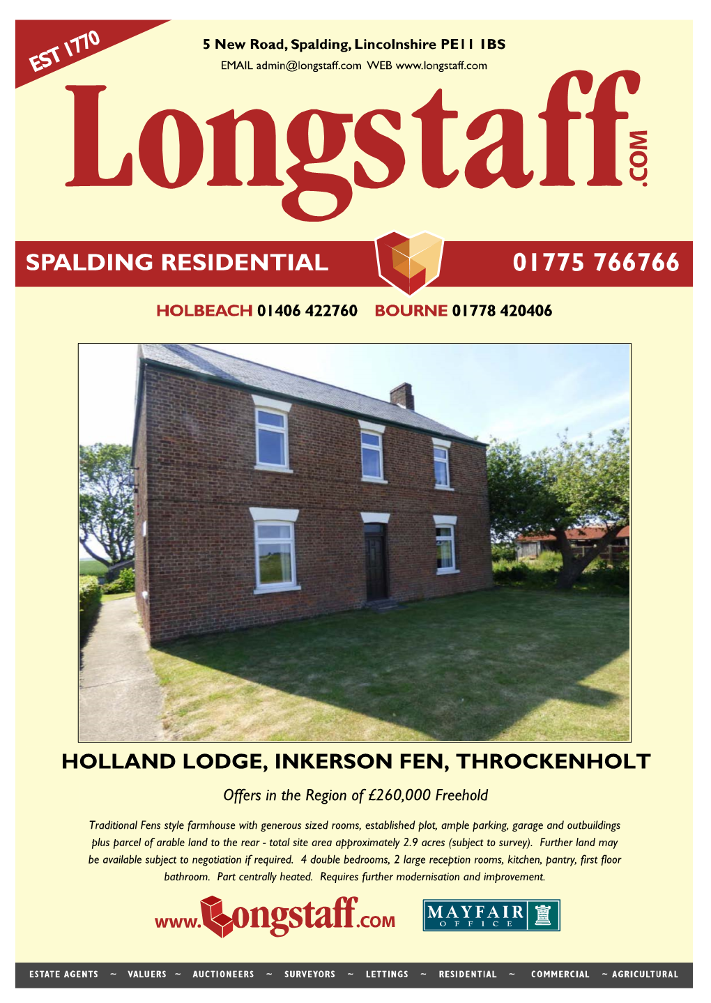 HOLLAND LODGE, INKERSON FEN, THROCKENHOLT Offers in the Region of £260,000 Freehold