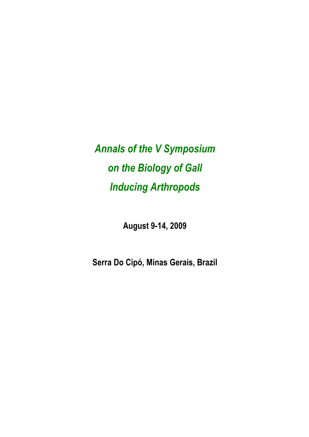 Gall Symposium Annals 2009 2009