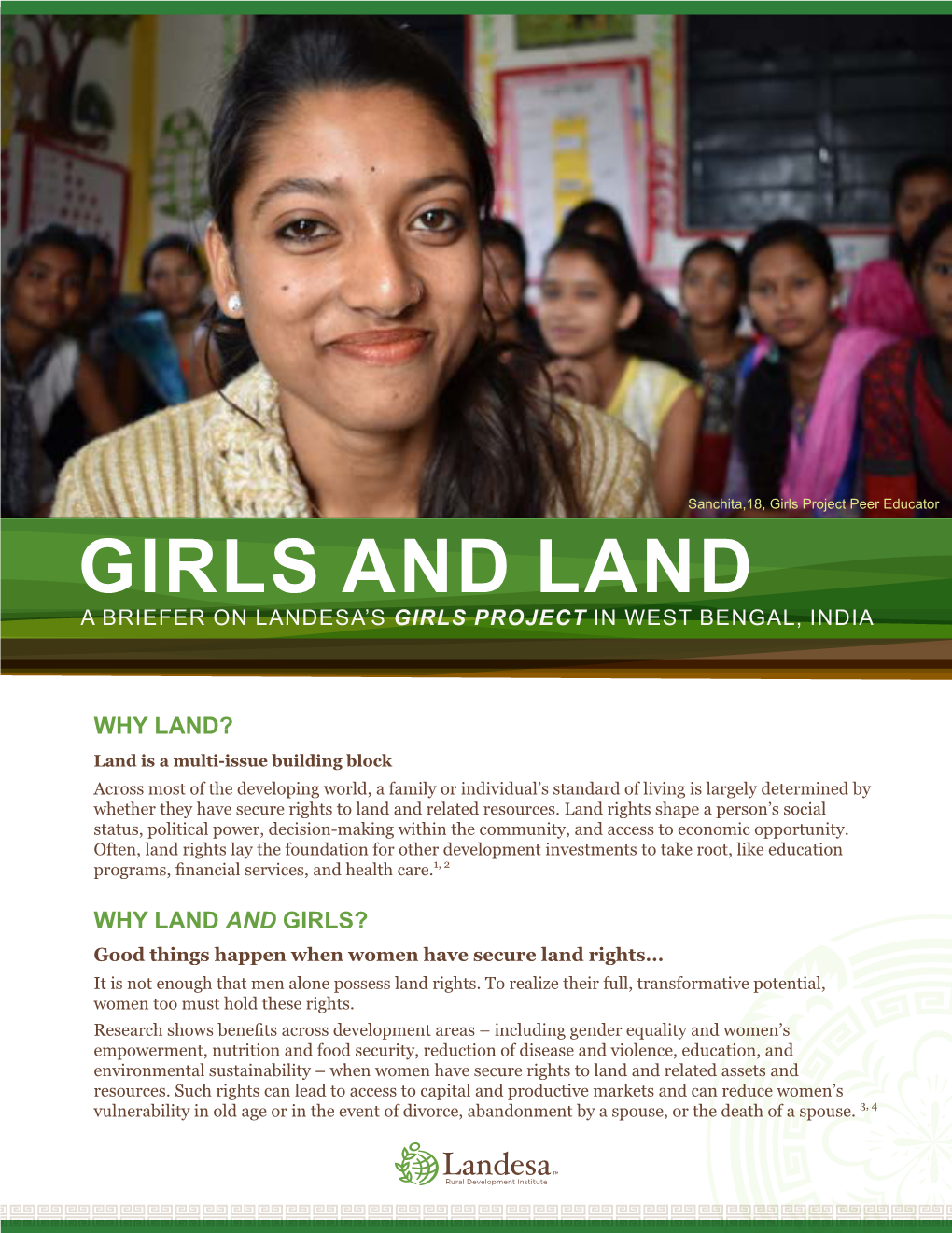 Girls and Land a Briefer on Landesa’S Girls Project in West Bengal, India