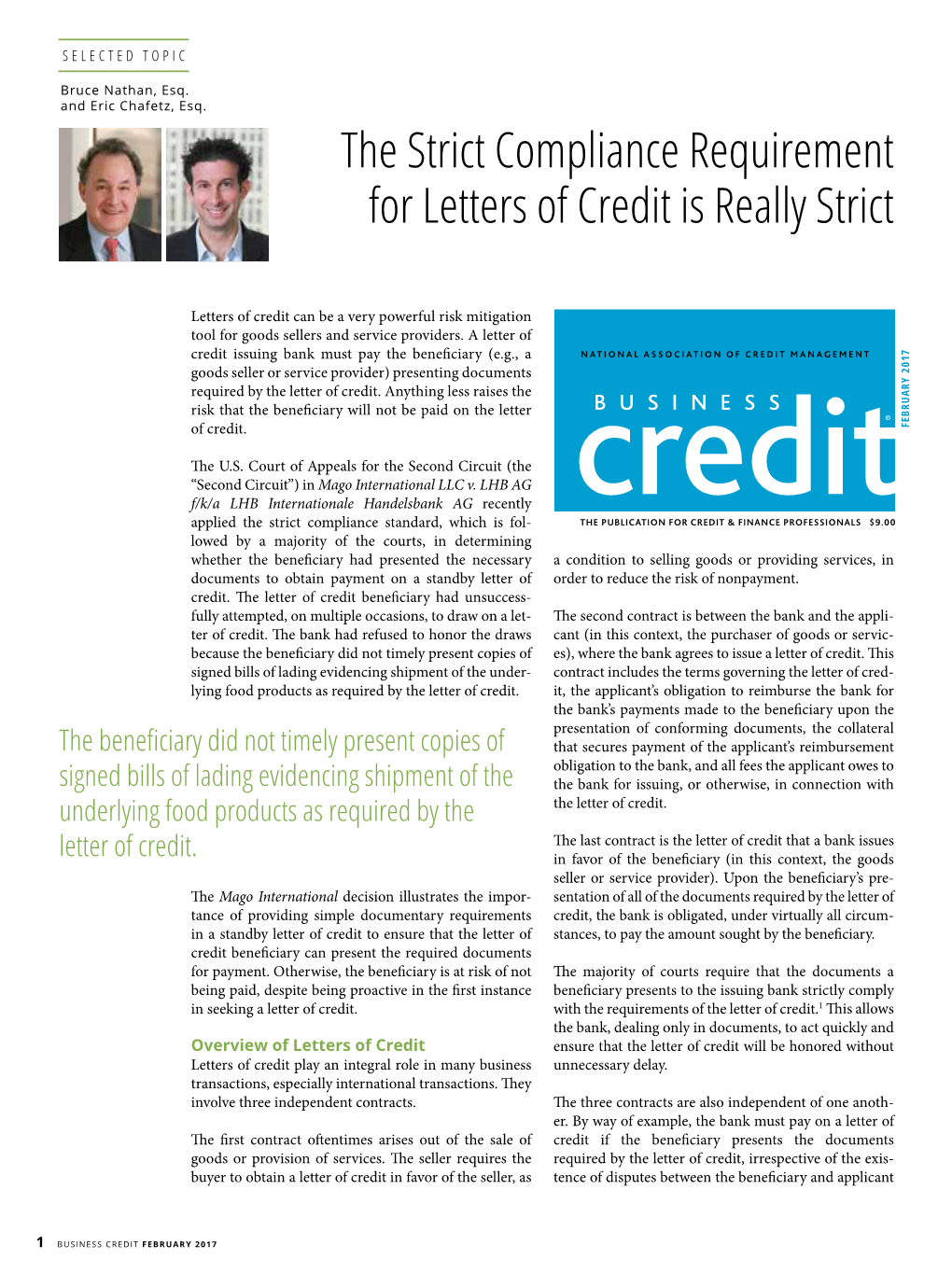 The Strict Compliance Requirement for Letters of Credit Is Really Strict