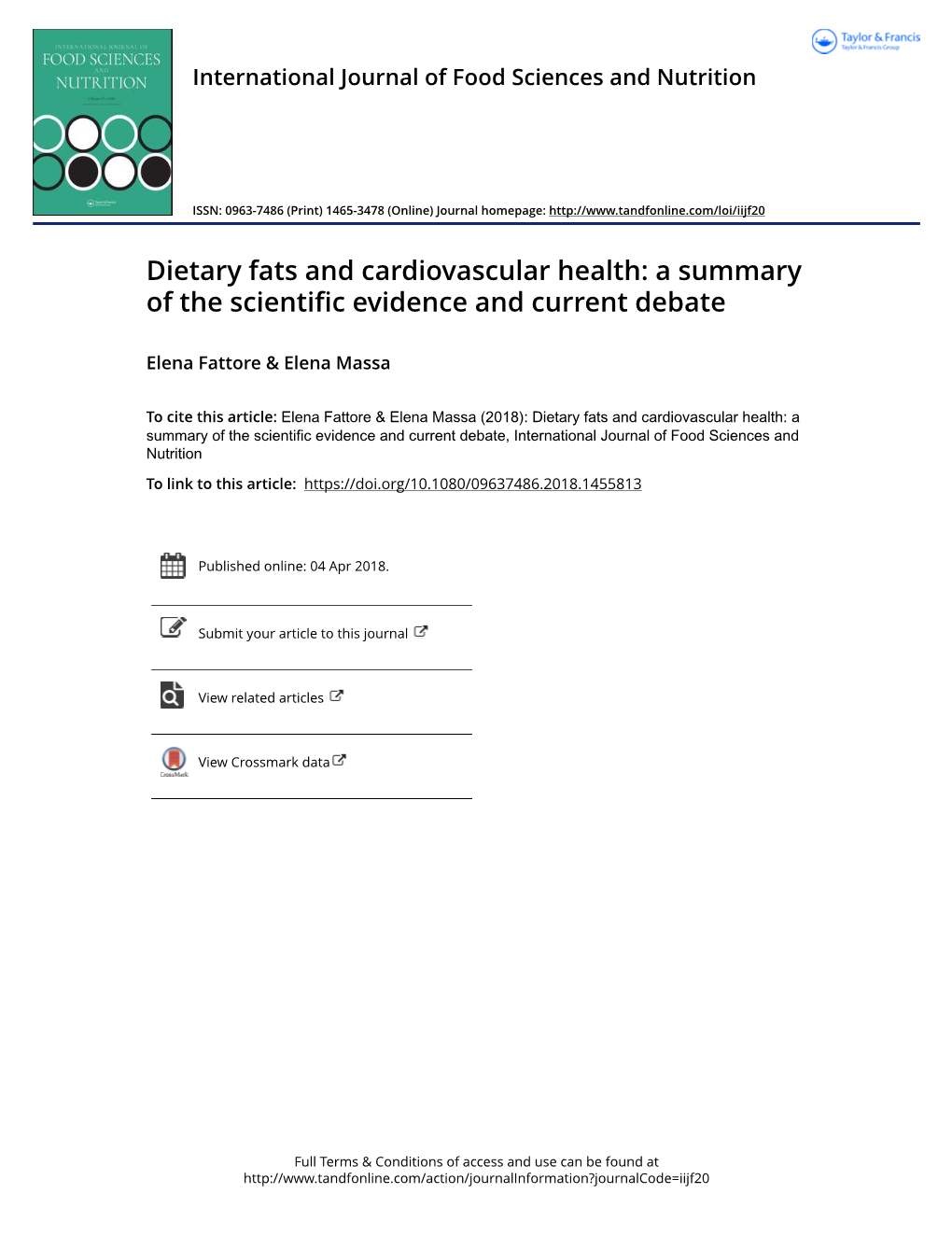 Dietary Fats and Cardiovascular Health: a Summary of the Scientific Evidence and Current Debate