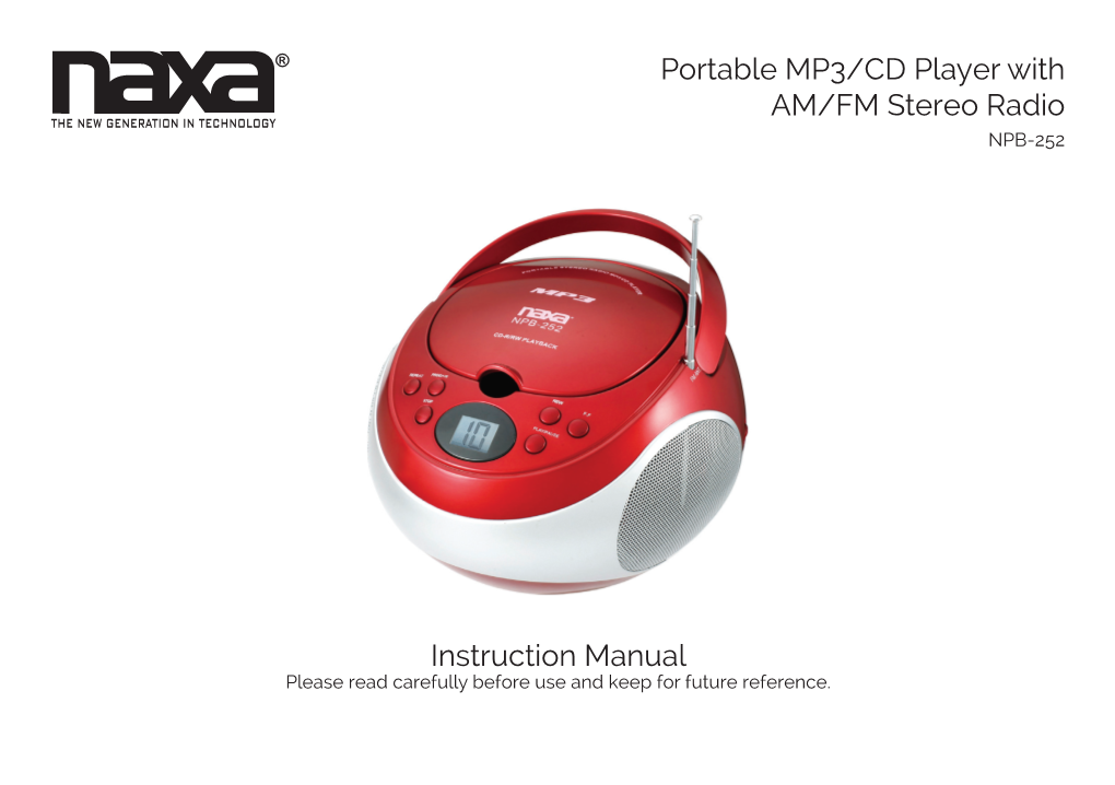 Portable MP3/CD Player with AM/FM Stereo Radio Instruction Manual