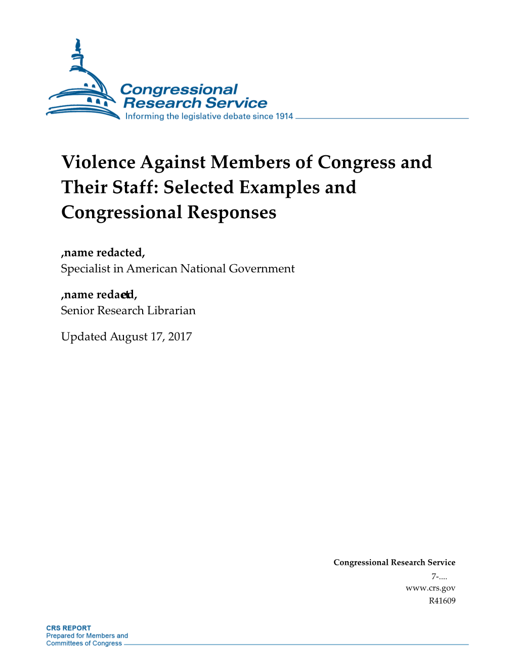 Violence Against Congressional Staff