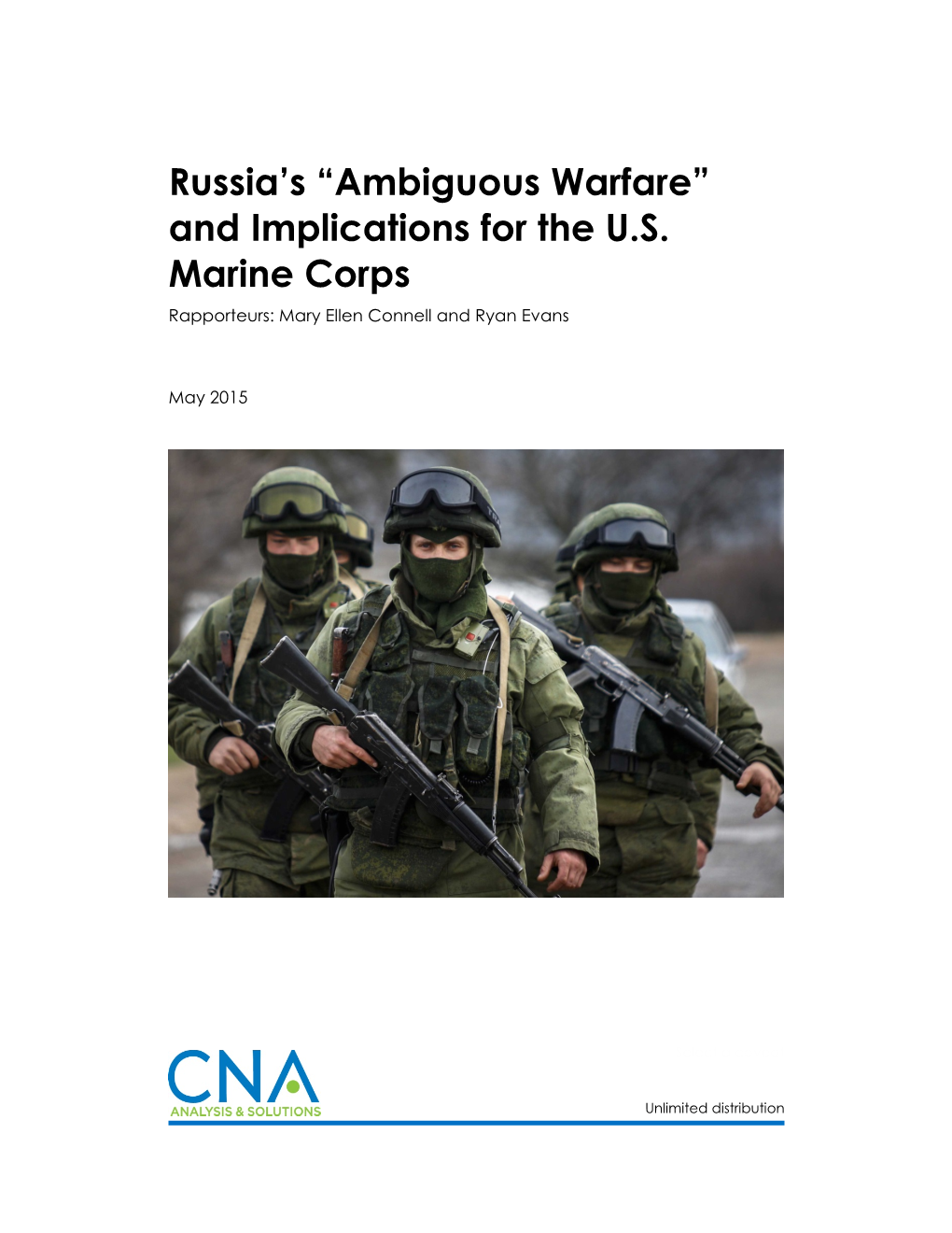 Russia's “Ambiguous Warfare” and Implications for the U.S. Marine Corps