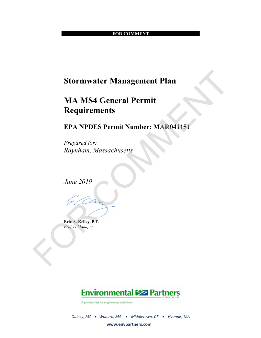 Stormwater Management Plan MA MS4 General Permit Requirements