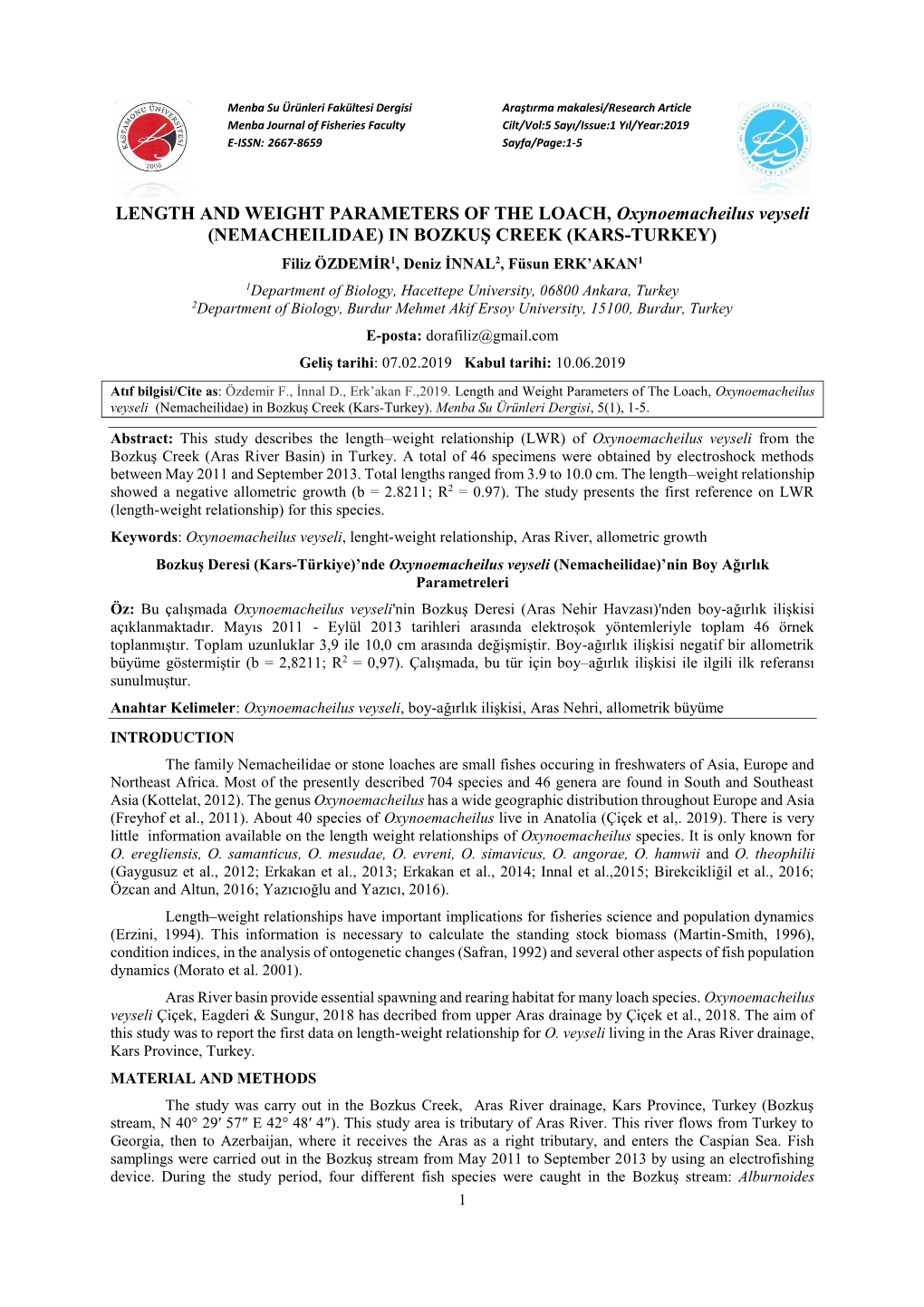 Length and Weight Parameters of The