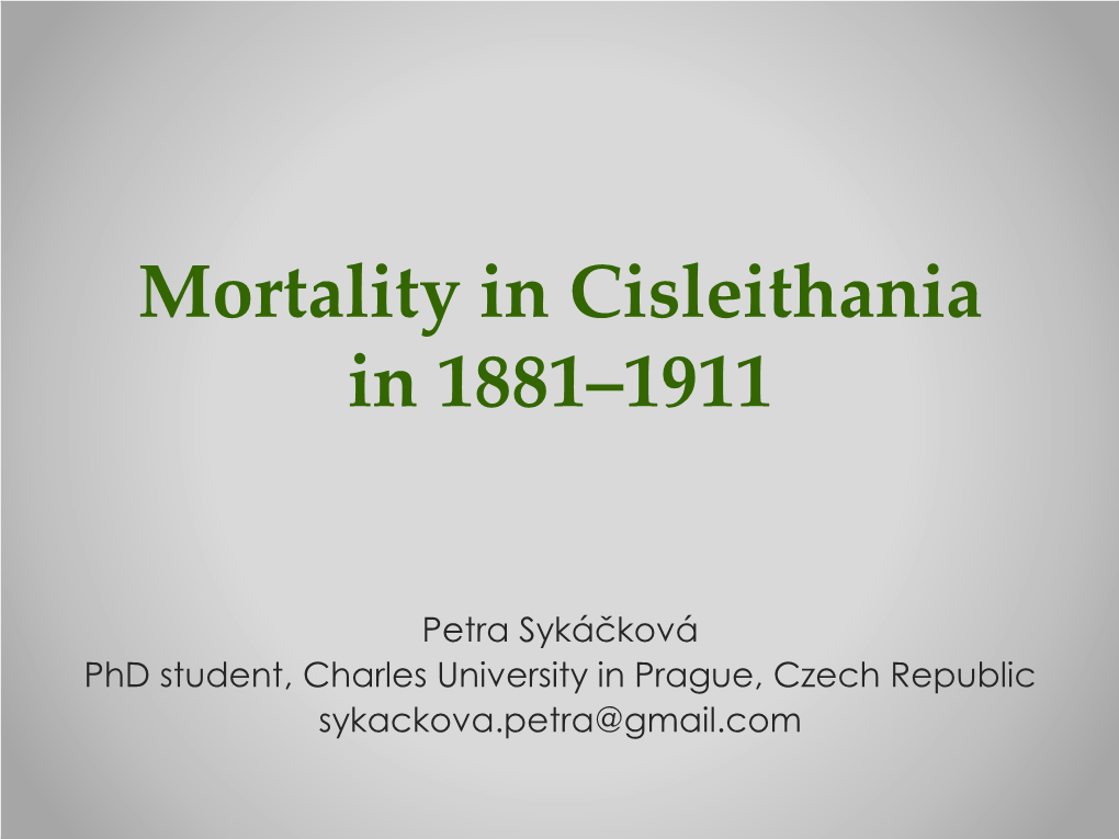Mortality in Cisleithania in 1881–1911