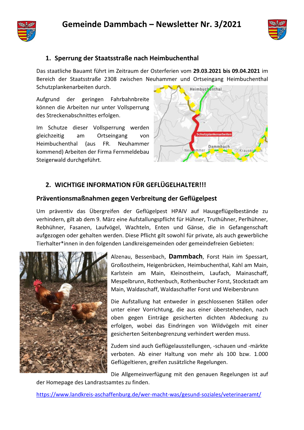 Gemeinde Dammbach – Newsletter Nr. 3/2021