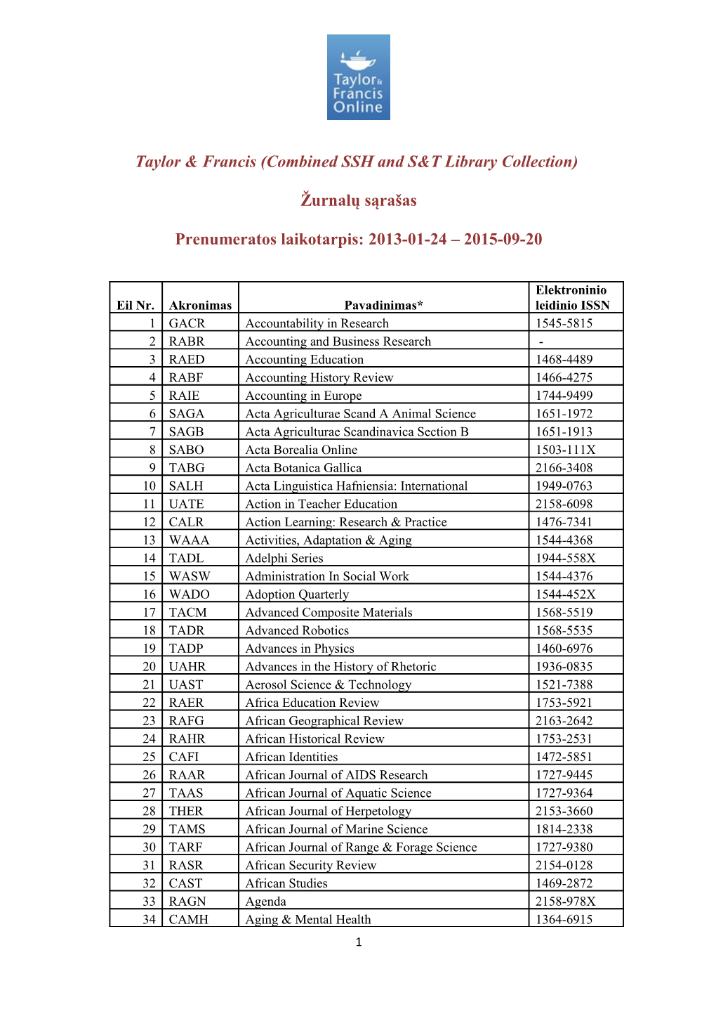 Annex a to the Technical Specification