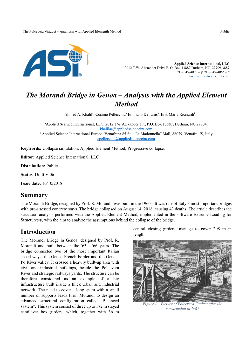 The Morandi Bridge in Genoa – Analysis with the Applied Element Method