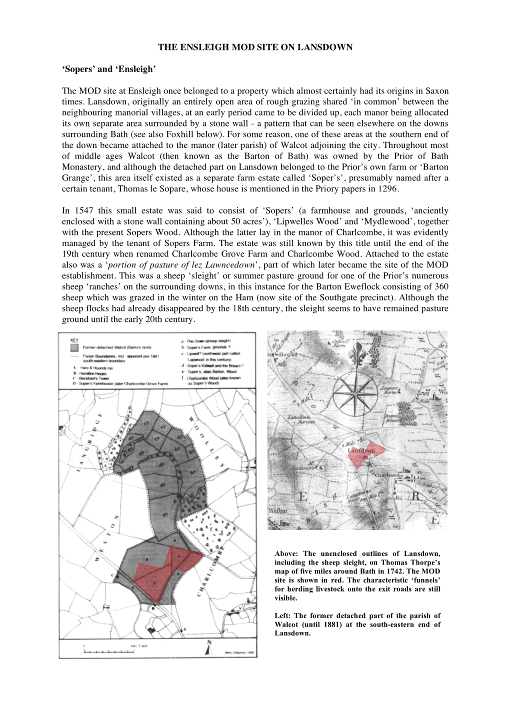 THE ENSLEIGH MOD SITE on LANSDOWN 'Sopers'