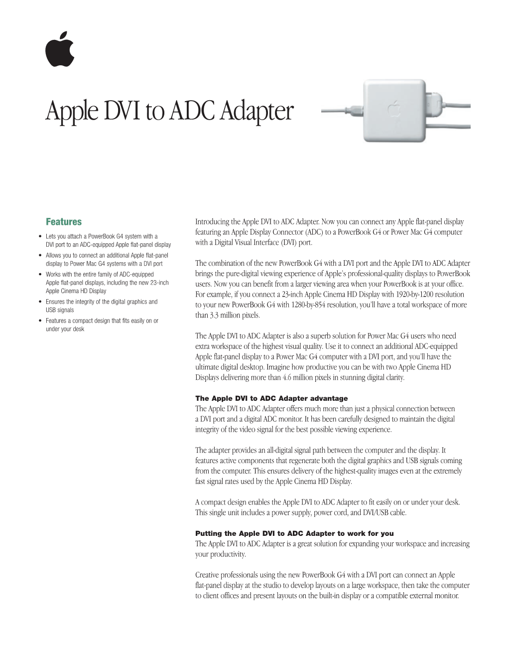 Apple DVI to ADC Adapter