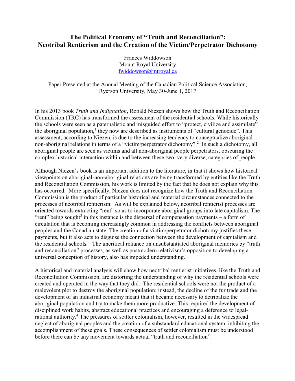 The Political Economy of “Truth and Reconciliation”: Neotribal Rentierism and the Creation of the Victim/Perpetrator Dichotomy