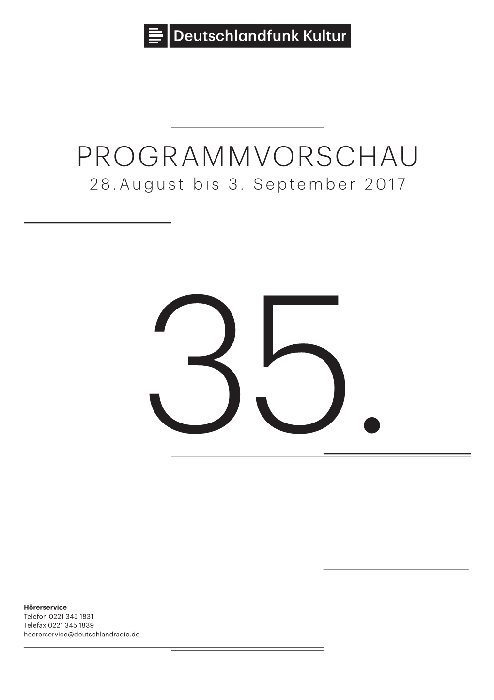 PROGRAMMVORSCHAU 28.August Bis 3