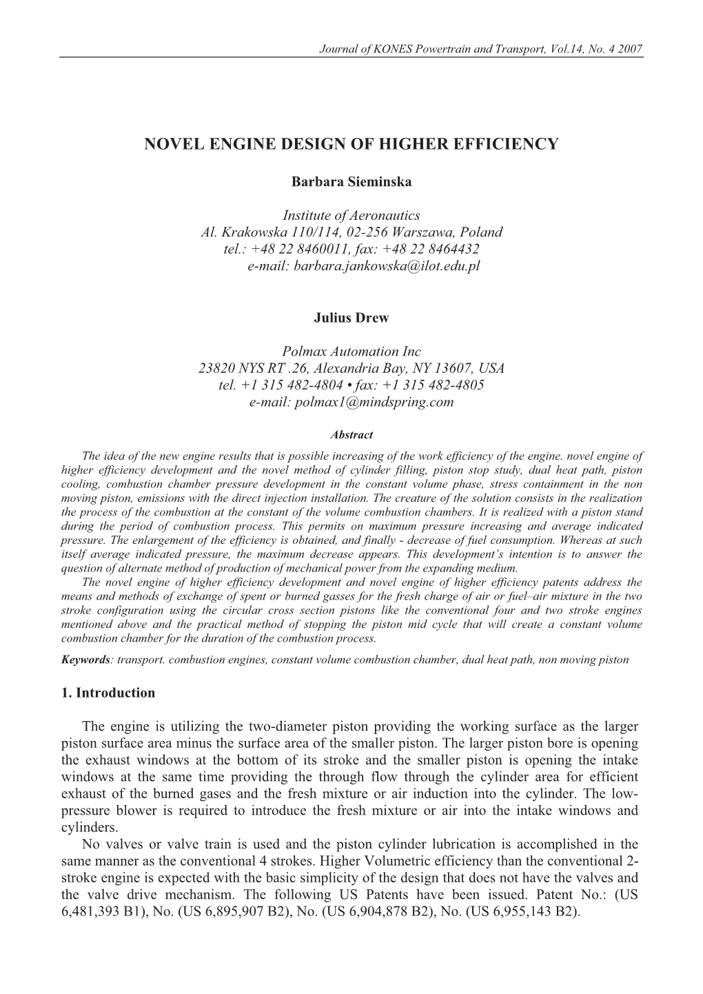 Novel Engine Design of Higher Efficiency