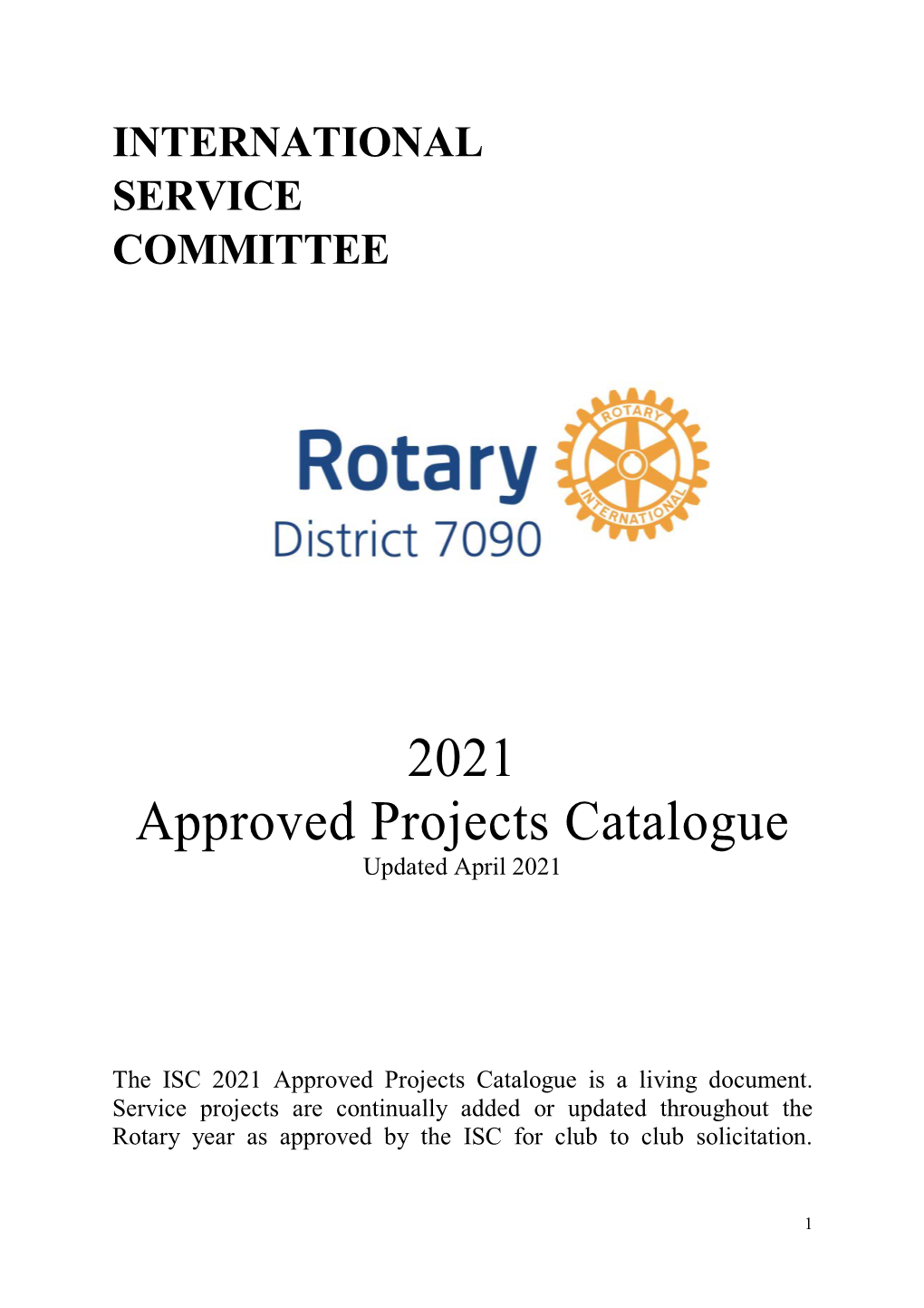 2021 Approved Projects Catalogue Updated April 2021