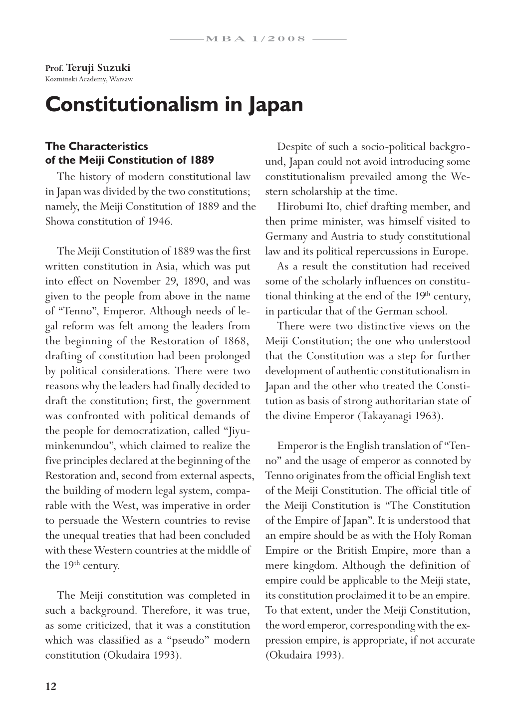 Constitutionalism in Japan