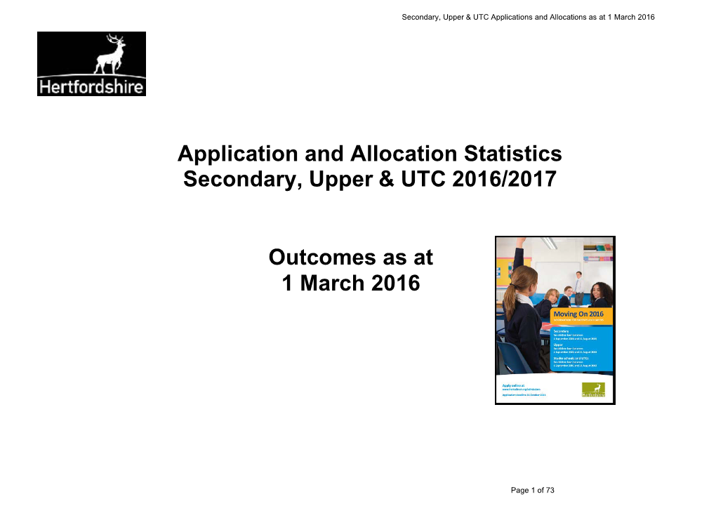 Secondary, Upper and UTC Application and Allocation Stats 16-17