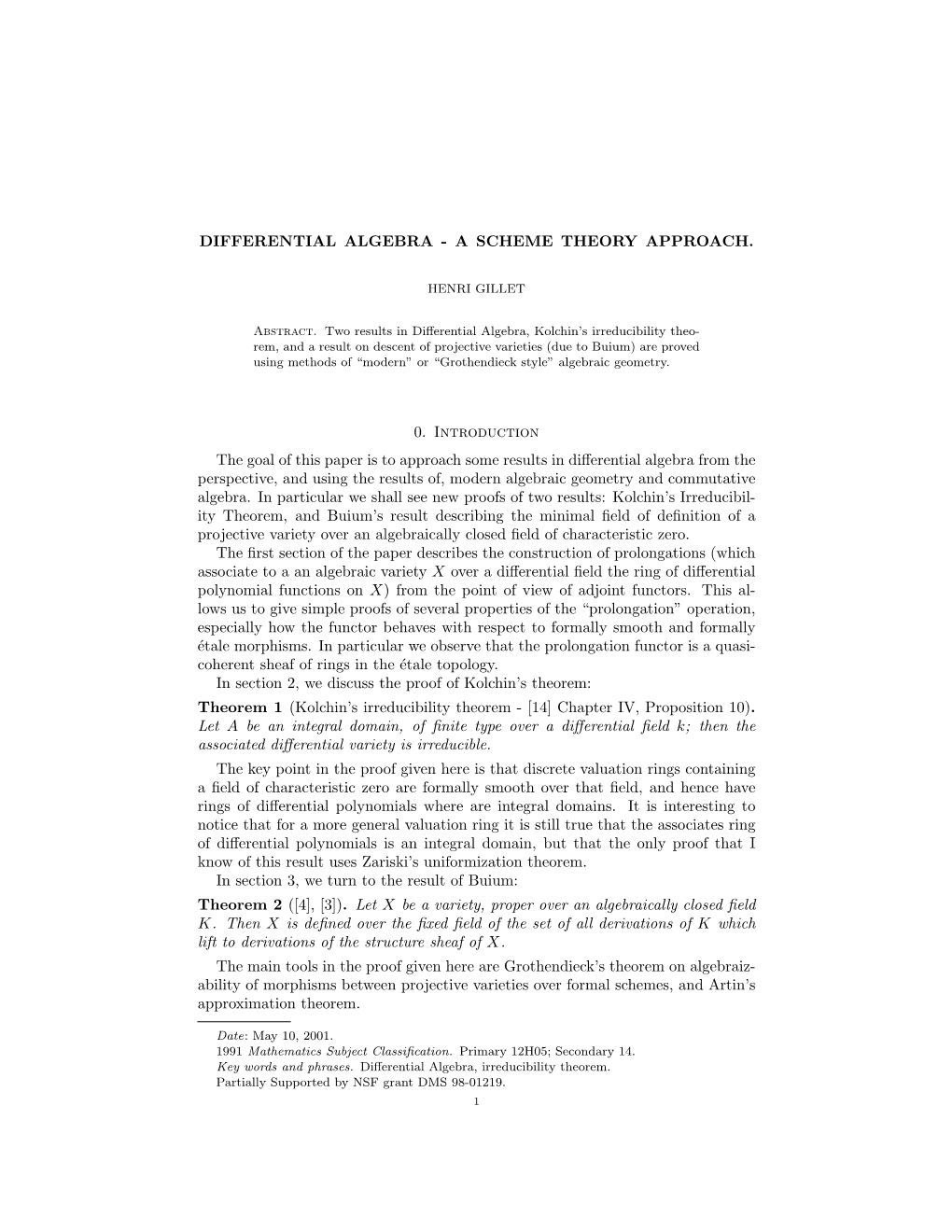 Differential Algebra - a Scheme Theory Approach