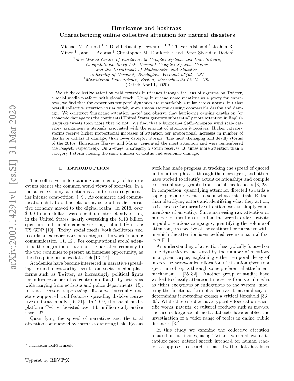 Arxiv:2003.14291V1 [Cs.SI] 31 Mar 2020