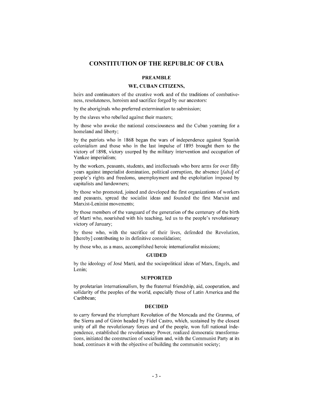 Constitution of the Republic of Cuba