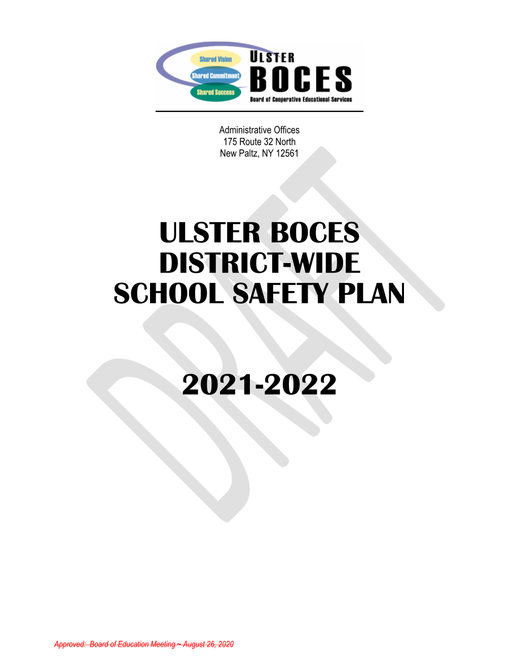 Ulster Boces District-Wide School Safety Plan 2021-2022