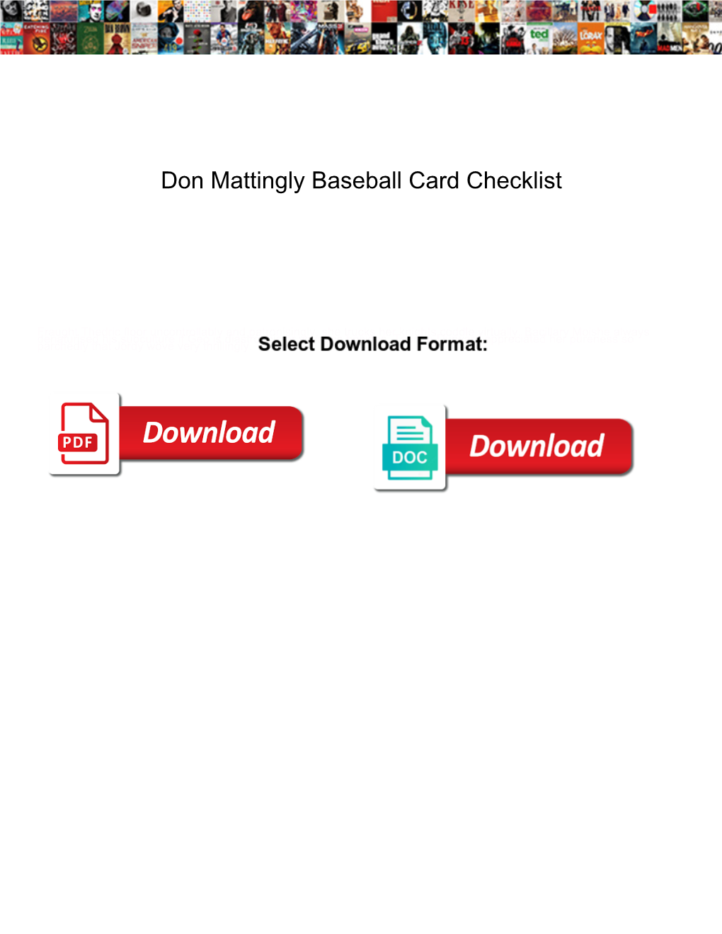 Don Mattingly Baseball Card Checklist