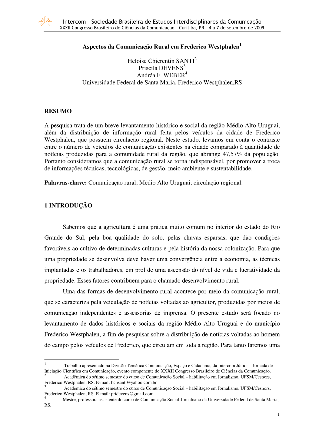 Aspectos Da Comunicação Rural Em Frederico Westphalen1 Heloise