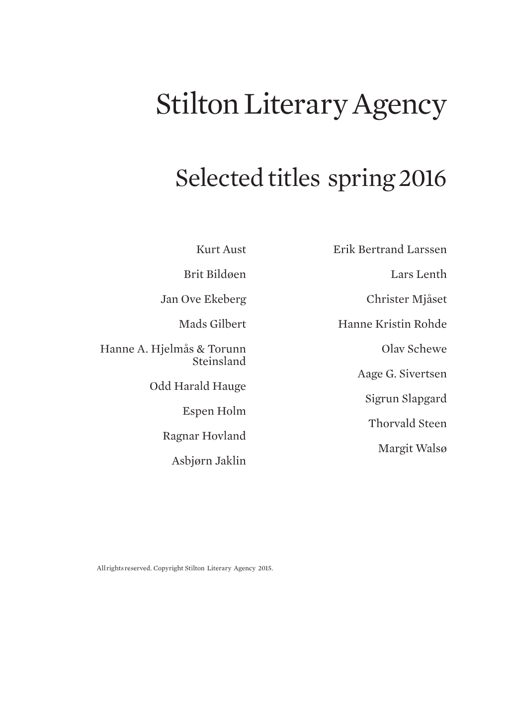 Stilton Literary Agency