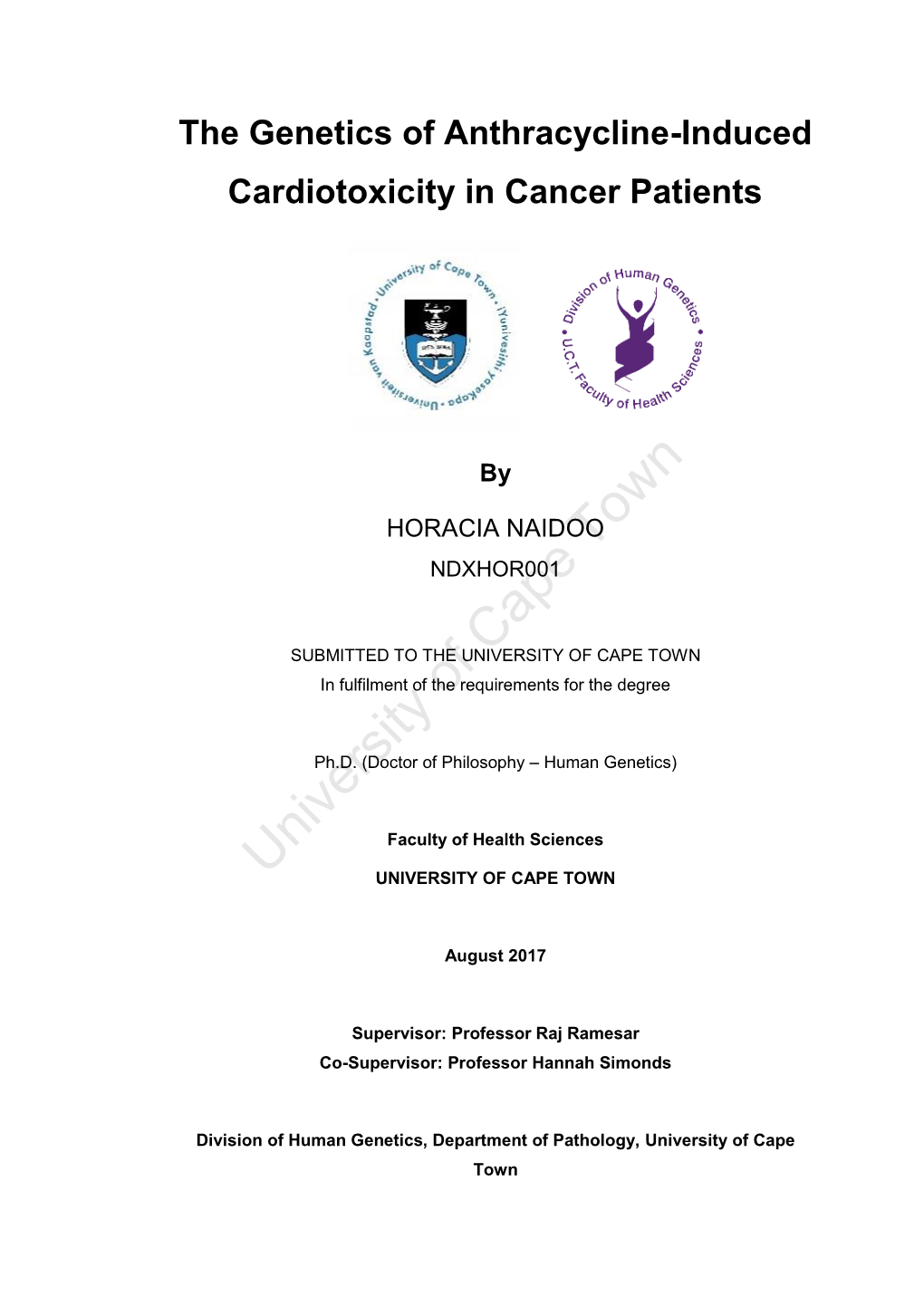 The Genetics of Anthracycline-Induced Cardiotoxicity in Cancer Patients By