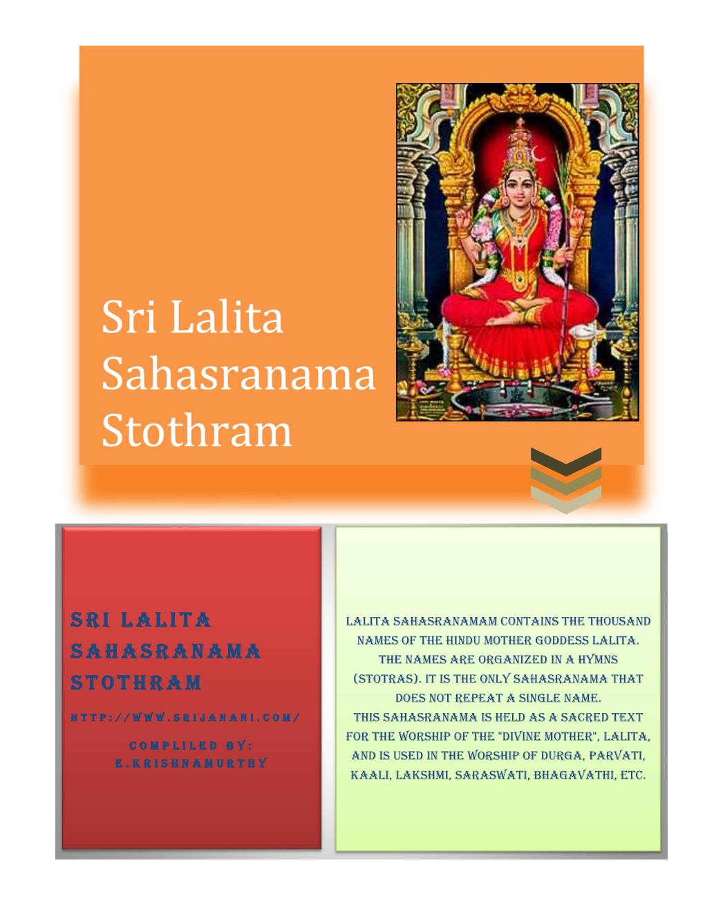Sri Lalita Sahasranama Stothram