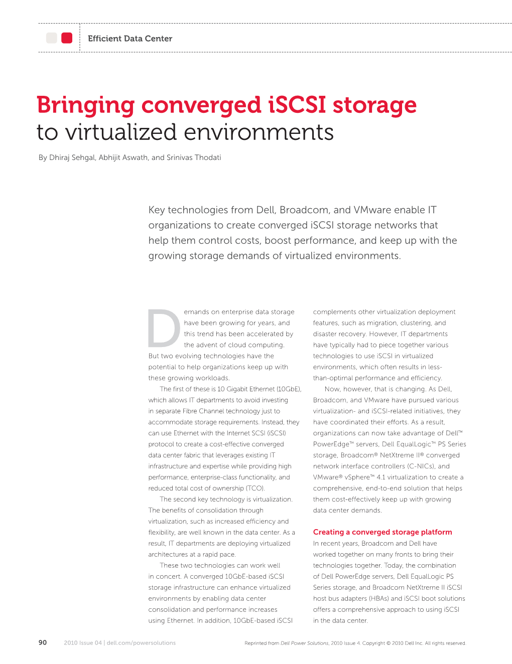 Bringing Converged Iscsi Storage to Virtualized Environments