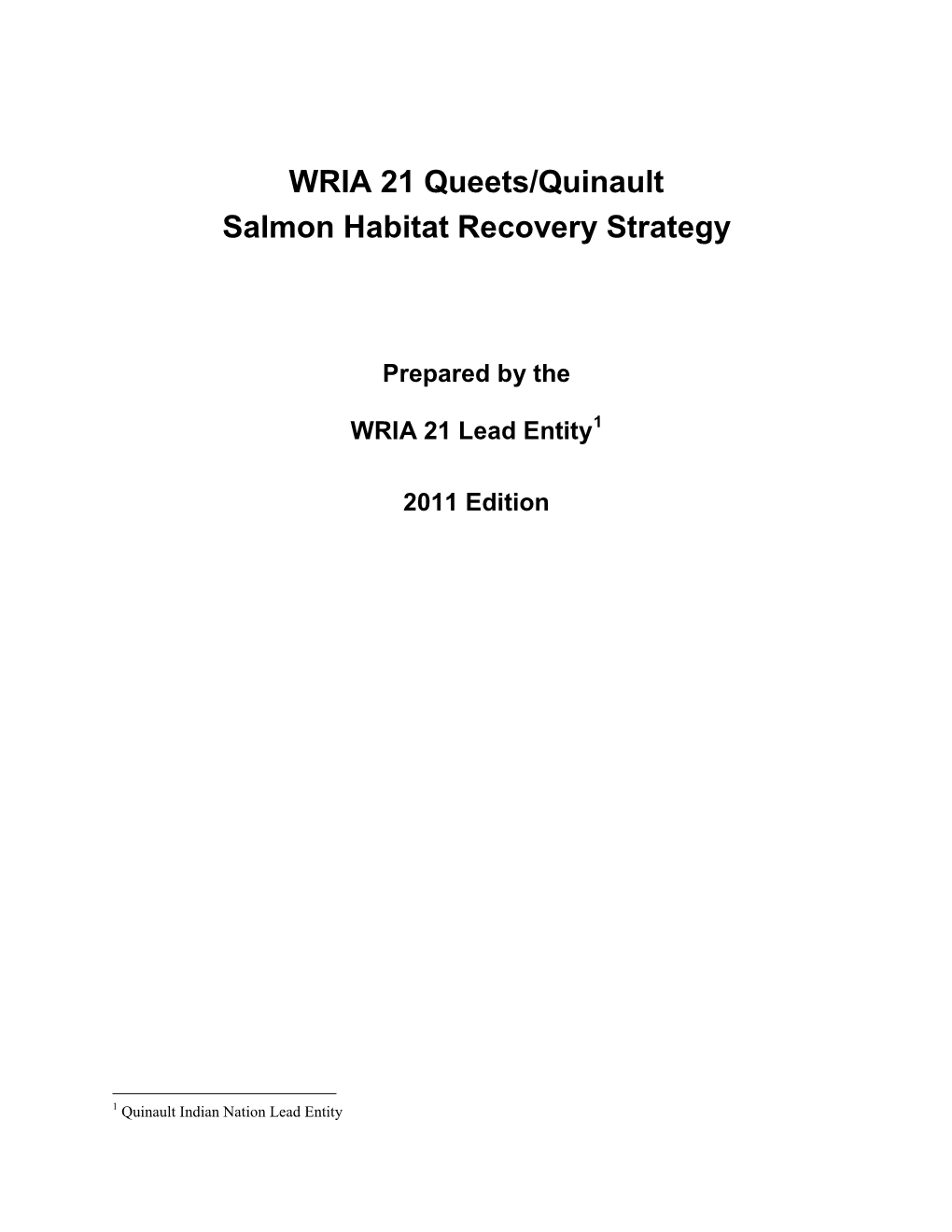 WRIA 21 Habitat Recovery Strategy