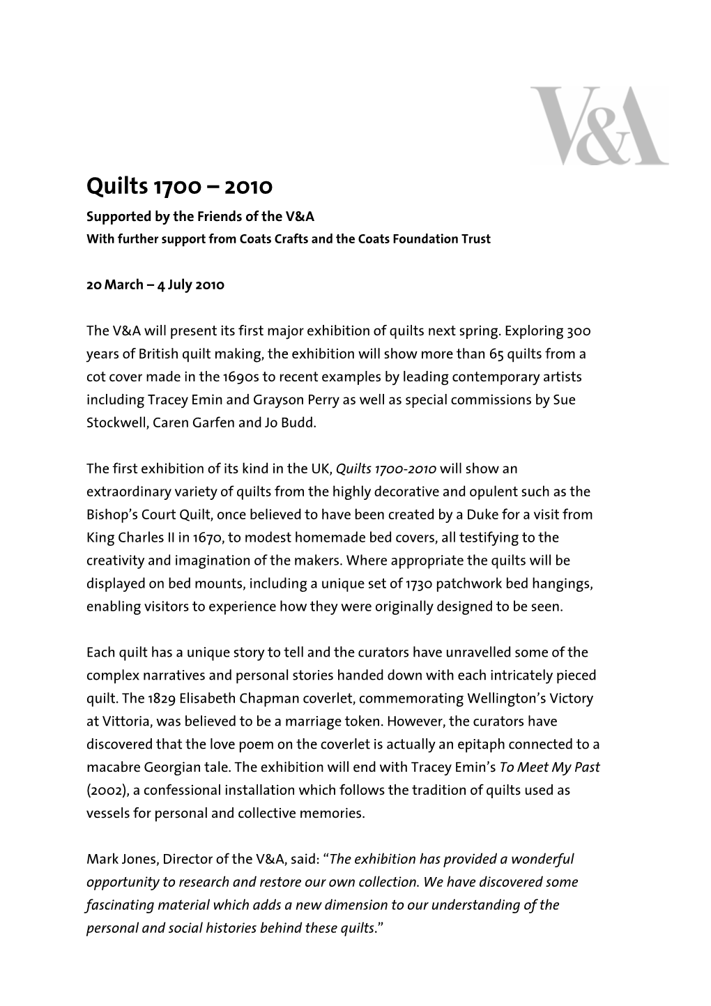 Finalquilts Press Release