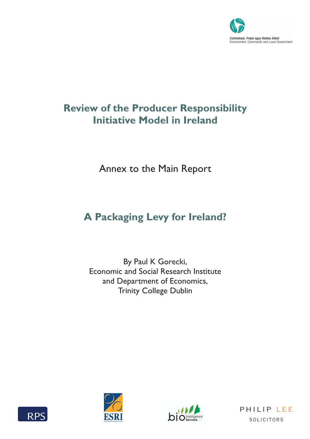 A Packaging Levy for Ireland?