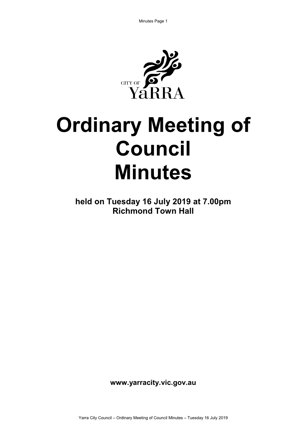 Minutes of Ordinary Council Meeting