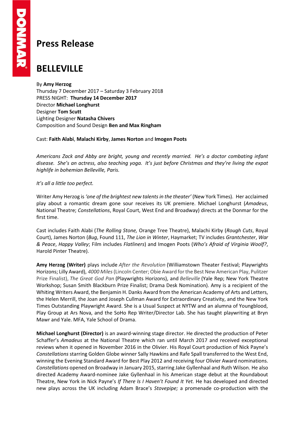 Press Release BELLEVILLE