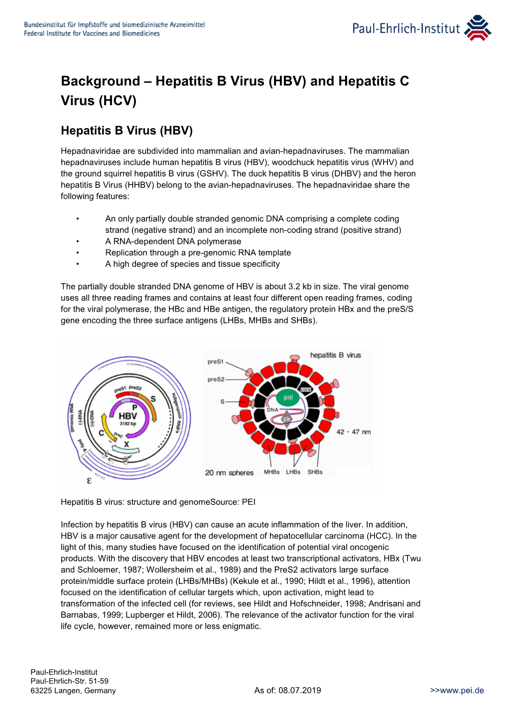 Background – Hepatitis B Virus (HBV) and Hepatitis C Virus (HCV)