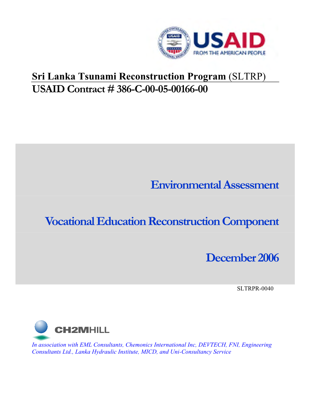 Environmental Assessment Vocational Education Reconstruction