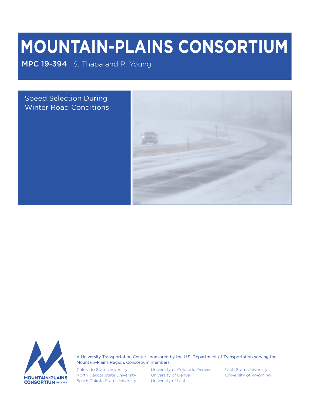 Speed Selection During Winter Road Conditions (MPC-19-394)