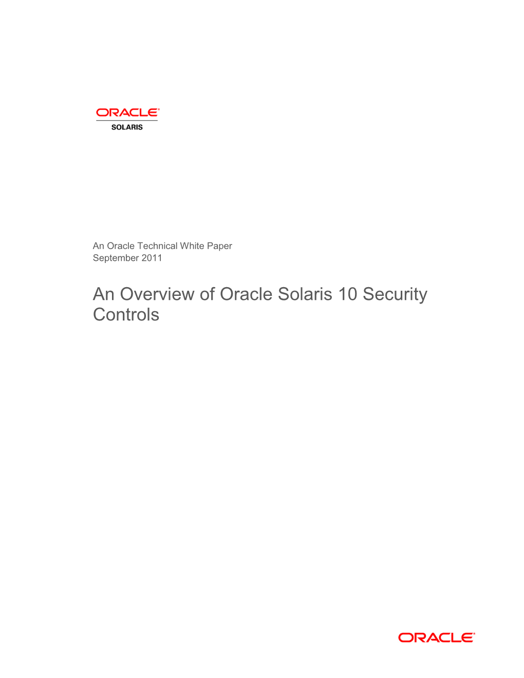 An Overview of Oracle Solaris 10 Security Controls