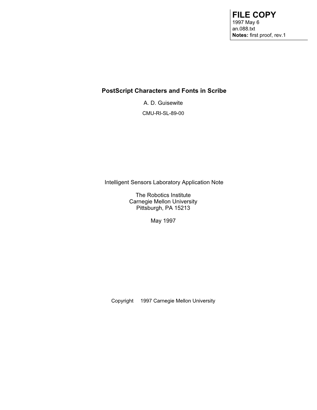 FILE COPY 1997 May 6 An.088.Txt Notes: First Proof, Rev.1