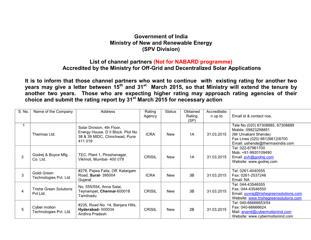 Government of India Ministry of New and Renewable Energy (SPV Division)